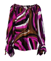 Emilio Pucci Iride-Printed Off-Shoulder Top IT40 Black