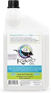 C8 MCT Oil for Dogs, Keto-Friendly, Sourced from Coconut Oil, Human Grade, 32 oz, Made in USA by PhD Nutrition, Dog Optimal Fuel for The Brain and Body