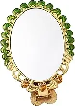 Vintage Folding Mirror Metal Embossed Handheld Vanity Mirror for Travel and Home Use Angle Design for Handbag Retro Style Random Color