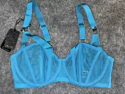 City Chic Angelika Balconette Bra 34DDD Emerald Sheer Sexy