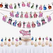 Sleeping Beauty Birthday Party Supplies – Princess Theme Kit with Tableware, Cake Topper, Cups, Tablecloth, Masks, and Decorations for Girls