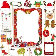 Photo Prop Frame | Christmas Photo Booth Props Frame,Craft Backdrop Accessories, 21X Photobooth Kit Decorating Supplies for Family Gatherings, Holiday Party