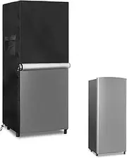 Upright Freezers Cover,Waterproof Outdoor Fridge Cover with Double Zipper for Outdoor 5-7.5 Cubic Feet Compact Stand Up Freezer Covers (23" W x 23" D x 56" H,Black)