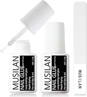 [MUSILAN] 2 Bottle Nail Tip Glue for Press On Nails, Brush on Nail Glue Professional Nail Tip Glue, Super Strong Nail Gel Glue for Acrylic Nails False Nails Tips Adhesive with Glue Brush Press On Nail