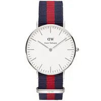 在飛比找PChome24h購物優惠-DW Daniel Wellington 經典藍白帆布時尚女