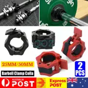 2/4X 25/50mm Barbell Bar Clamp Spring Collar Clips Gym Weight Dumbbell Lock Lift