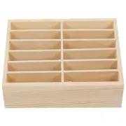 Mobile Phone Storage Box Office Multi-grid Holder Wood Rack Organizer