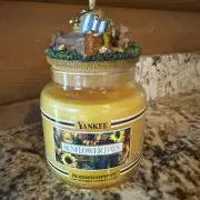 RETIRED Yankee Candle SUNFLOWER Days Jar Black Label ~ RARE Bee Jar Topper