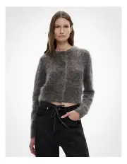 [Witchery] Fluffy Crew Cardigan in Charcoal Marle
