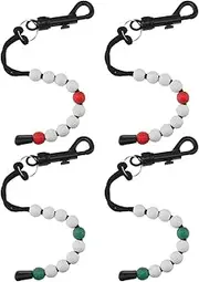 VGOL 4PCS Golf Ball Chain Scorers Golfer Stroke Counter with Hook for Men Women Outdoor Golf Sport ABS Plastic Beads Nylon Cord, Green and Red