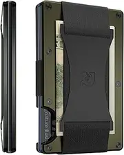 [The Ridge] NFL Edition, Mens Minimalist Aluminum Metal Wallet - RFID Blocking, Elastic, Slim Front Pocket Credit Card Holder with Both Cash Strap and an Additional Money Clip (Mountain Ridge)