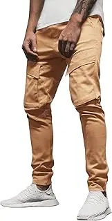 Men's Slim Fit Cargo Pants Hiking Workout Lightweight Joggers Sweatpants Drawstring Elastic Waist Tapered Trousers