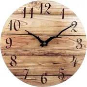 Small Wall Clock Frameless Wooden Wall Clocks with Silent Quartz 10 Brown