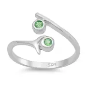 Round Simulated Green .925 Sterling Silver Toe Ring