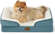 Bedsure Orthopedic Dog Bed for Small Dogs Waterproof Dog Sofa Beds Coastal Blue