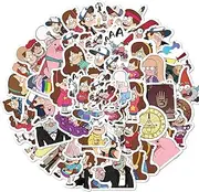 QUTA Cartoon Gravity Stickers Pack, 50PC Animated Falls Vinyl Decals, Kids Gift & Party Favors for Hydro Flask, Laptop, Water Bottle