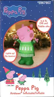 PEPPA PIG 5967907 AIRBLOWN INFLATABLE IN GREEN CHRISTMAS SWEATER 3.2' - NEW!