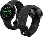 [Spigen] Parallax for Google Pixel Watch 3 45mm Band, Easy Application 3D Hexa Cube Design, Flexible Soft Premium TPU Texture Adjustable Replacement Bands Strap Wristband - Black