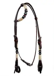 Western Dark Oil One Ear Style Headstall with Rawhide Knott