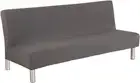 Solid Colour Armless Sofa Bed Cover Polyester Spandex Stretch Futon Slipcover Pr