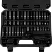50-Piece 3/8" Drive Socket Set, SAE (5/16"-3/4") & Metric (8mm-22mm), Deep...