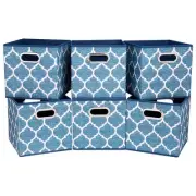 Square Fabric Cube Storage Bins 10.5x10.5 x 11In Blue Cloth Storage Cubes Bas...