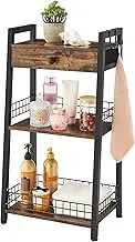 4-Tier Bathroom Ladder Shelf with Drawer, Bathroom Floor Storage Shelf, Bathroom Rack, Freestanding Tower Shelf Ladder Bookshelf for Living Room, Bedroom