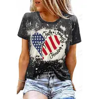 在飛比找蝦皮購物優惠-女裝 3d 美國國旗 T 恤、復古美國國旗 T 恤、休閒短袖