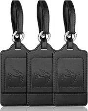 Teskyer Luggage Tags, 3 Pack Premium PU Leahter Luggage Tags Privacy Protection Travel Bag Labels Suitcase Tags