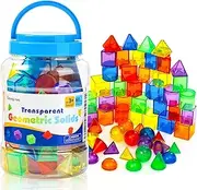 Odoorgames Translucent 3D Geometric Shapes - Mini Jar Set of 60 - Light Table Manipulatives - Translucent Toys for Light Table