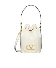 Valentino VLogo Signature Drawstring Bucket Bag One size ivory white