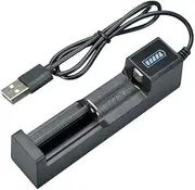 IsMwav Battery Charger USB 1 Slot Universal Quick Charging Rechargeable Battery Charger Lithium Battery Charger for 18650 26650 14500 16340 ABS