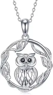 Owl Necklace for Women Sterling Silver Owl in Tree of Life Pendant Necklace Gift