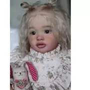 26" Reborn Baby Doll Toddler Pretty Girl Cloth Body Curl Hair Handmade Gift