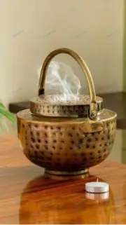 Metal Vintage Finish Dhoop Dani Pot | Tea Light Candle Holder | Heritage Decor