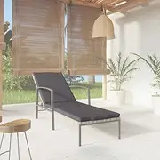 Patio Recliner Lounger, Folding Outdoor Garden Grey Sun Lounger Chair for Lawn Gravity Reclining - Comfort Cushions, Adjustable Back Support, Relax Adults