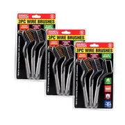 Handy Hardware 9PCE Wire Brush 16cm x 4.5cm 3pc Brass, Stainless steel, Nylon