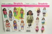 18" Doll Clothes Sewing Pattern LOT Simplicity 1513 AND 1515 FREE US SHIPPING