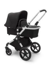 Bugaboo Lynx bassinet and seat pram Black sun canopy, black fabrics, aluminium chassis