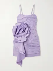 [Aje] Aje - Potion Spiral Appliquéd Ruched Crepe Mini Dress - Lilac - UK 10 UK 10 Purple