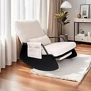 Elarisia Rocking Chair for Nursery, Modern Upholstered Plush Seating Glider Recliner Chair with High Backrest and Side Pocket, Accent Armchair with Cushions for Living Room/Reading (Beige)