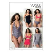 VOGUE SWIMSUIT SEWING PATTERN 9192 6-14 Womens Bikini Briefs Skirt Coverup