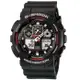 【CASIO 卡西歐】G-SHOCK 重型機械感錶款 黑X紅 GA-100-1A4_51.2mm