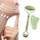 Natural Jade Roller Guasha Skin Scraper Facial Set Stone Firming Face Massager