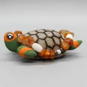 ZUNI FOLK ART-WOOD NINJA TURTLE "MICHELANGELO" WITH NECKLACE by ELISE WESTIKA