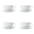 4x Maxwell & Williams White Basics Porcelain 320ml Cappuccino Coffee Cup/Saucer