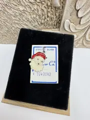 925 Sterling Silver Vintage Petite Enamel Coated Santa Clause Pendant Charm NWT