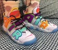 在飛比找Yahoo!奇摩拍賣優惠-Nike Air More Uptempo 白藍橙紫 皮蓬 