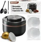 Reusable Vertuo Pods Kit for Nespresso, 1 Holder + 100 Lids + 1 Scoop