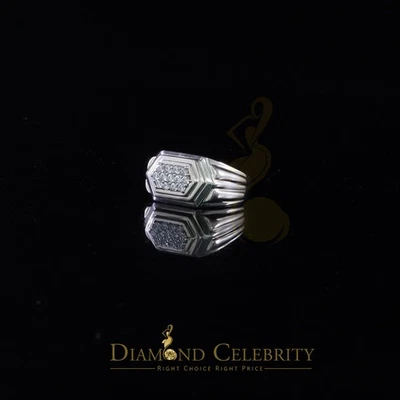 Sterling White Silver 0.40ct Cubic Zirconia Hexagon Engagement Men's Ring Size 9